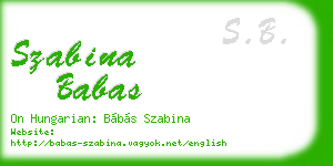 szabina babas business card